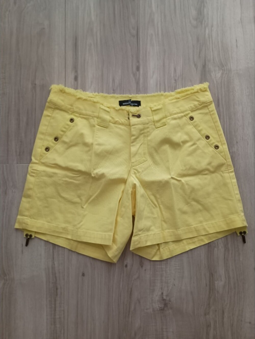 NWT Moda International Victoria’s Secret Yellow Frayed Canvas Utility Shorts